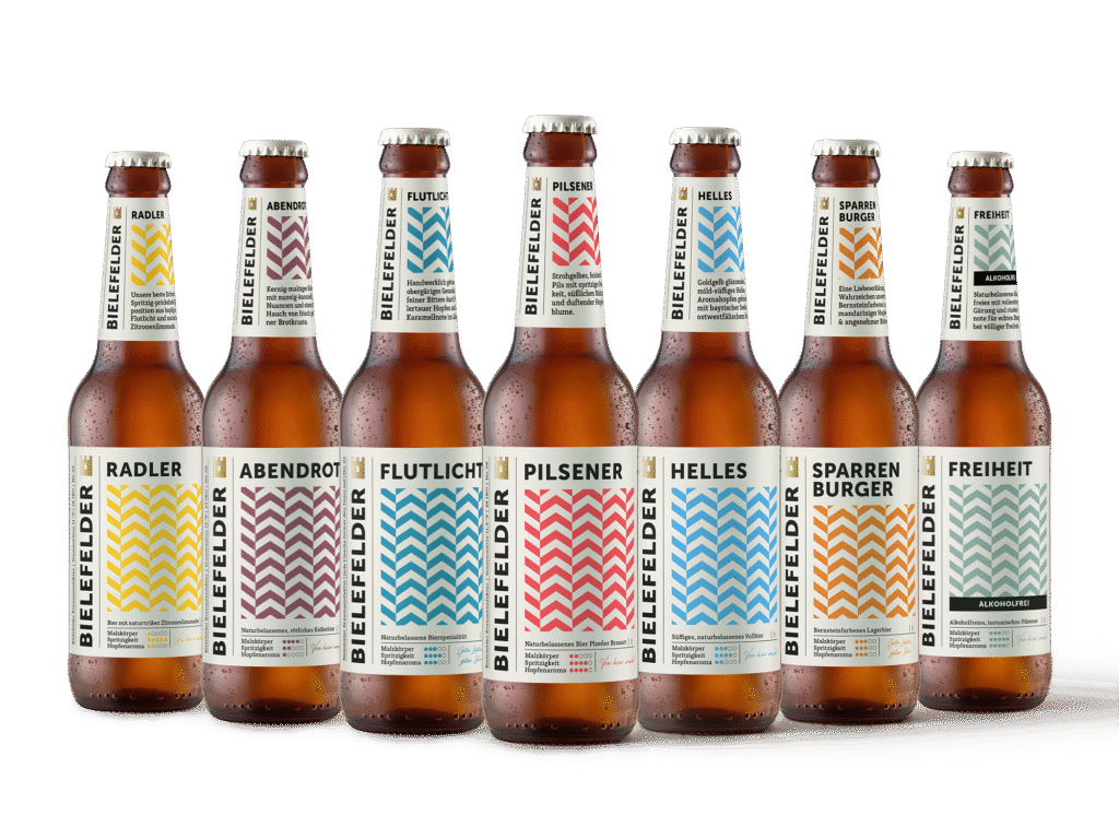 Bielefelder Bierflaschen im Hero-Bild der Startseite