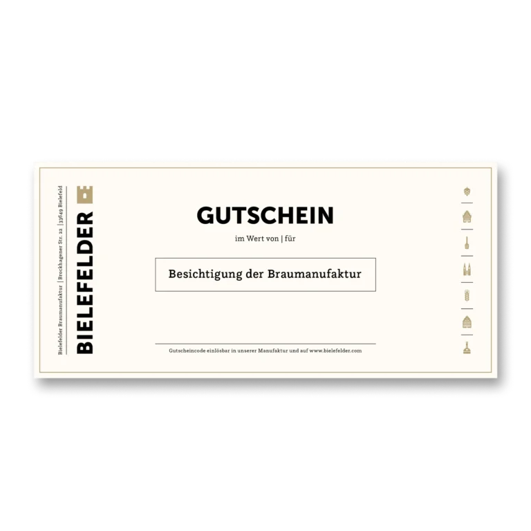 Geschenkgutschein für eine Brauereibesichtigung bei Bielefelder